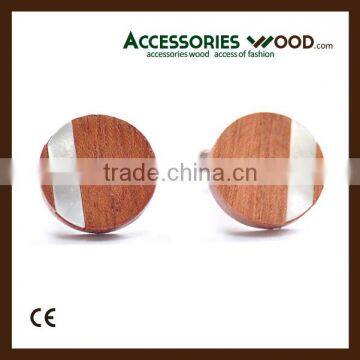 wholesale classical fashion men cufflinks wood and stainless steel cufflinks