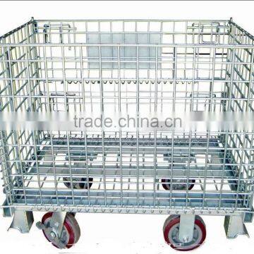 RH-C-U02 1000*800*840+150 movable collapsible wire mesh container with casters wire mesh 50*50