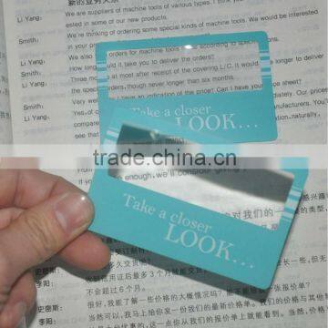 Custom design Business Card pvc magnifier , magnifying glass business cards