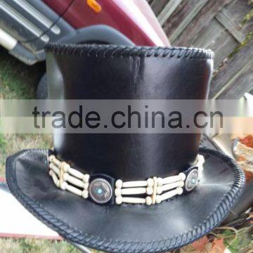 Hand Stitched Leather Top Hat - Unisex Top Hat, Steampunk Hat