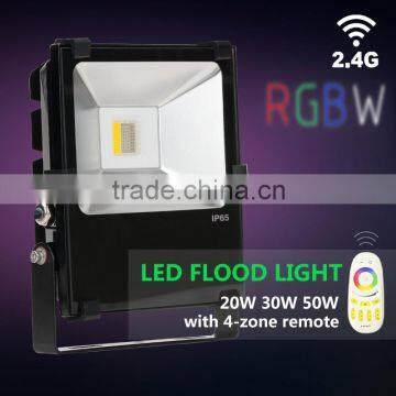 AC85-265V 2.4G 20W/30W/50W RGBW LED Flood light with remote control