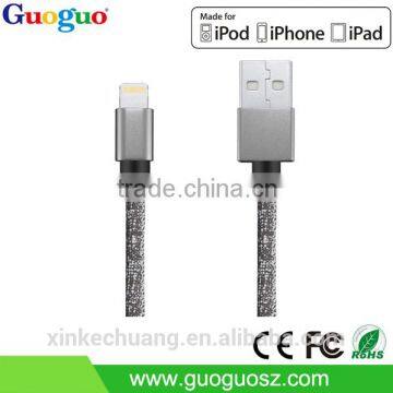 Wholesale PU leather c48 connector charging Sync Date USB MFI Cable for iphone7