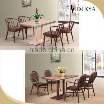 Dinning room furniture 18mm plywood fireproof surface wood imitation steel base dining table