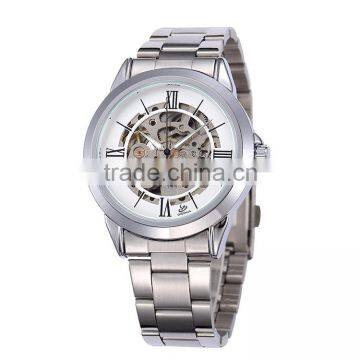 2016 silver stainless steel band automatic self wind mechanical man business watch