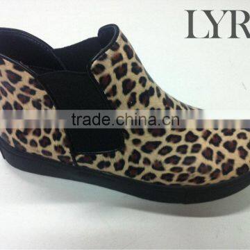 2016 leopard PU lady ankle boot cemented boot