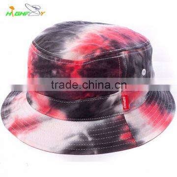 Fashion brand custom designed sublimation tie dye printed pattern bucket hat fishing cap