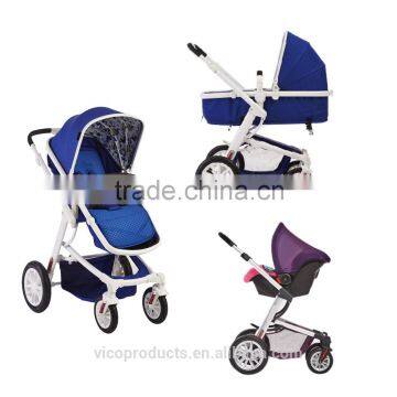 Suspension wheels deluex baby stroller Seat and carrycot 2 in 1