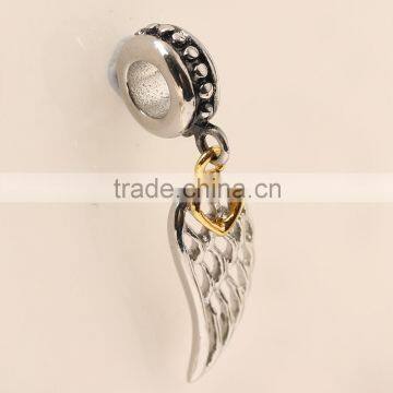 Wholesale Angel Feather Wing Golden Heart Dangle Pendant Feather Charms photo-5