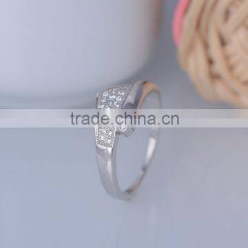 925 Sterling Silver Unique Thin Tie Shaped Ring With Zircon photo-3