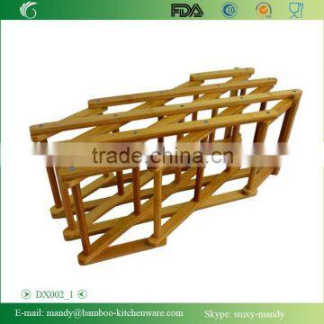 Lacquered Collapsible Bamboo Wine Rack, Bamboo Stand for Wine photo-2