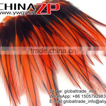 ZPDECOR Feather Bulk Sale Cheap Dyed Orange Laced Pointy Chicken Cape Feathers photo-2