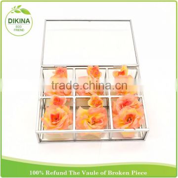 Custom Made Wedding Table Centerpiece Stained Jewelry Flower Decor Storage Container metal glass clear acrylic box with dividers