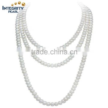 top quality 6.5-7.5 63 inch sweater freshwater Chinese chain natural white pearl necklace