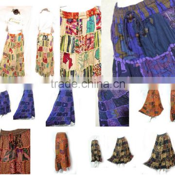 VTG RETRO INDIE HIPPIE BOHO HAWAII POLKA DOT FLORAL PAISLEY cotton PATCHWORK STYLE oriental fisherman maxi BEACH LONG SKIRT