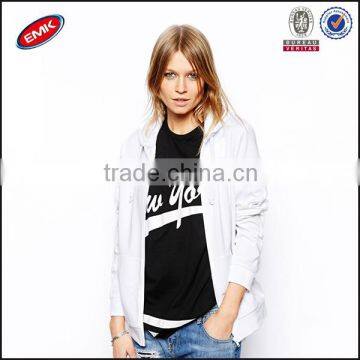 100% cotton plain white casual zip women hoodies