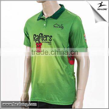 Green Color Custom Dye Sublimation Printing Cycling Polo Shirt