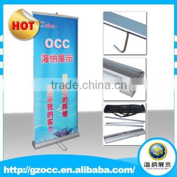 Fashion luxury Custom Portable Aluminum Retractable Double Sided roll up stand for Advertising backdrop Portable display.