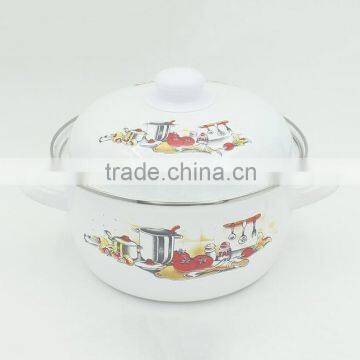 Red Polka Dots Decal Printed Cooking Pots Enamel Casseroles