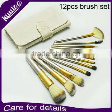 12Pcs Wood handle snythetic hair Makeup Brush Tools with bag