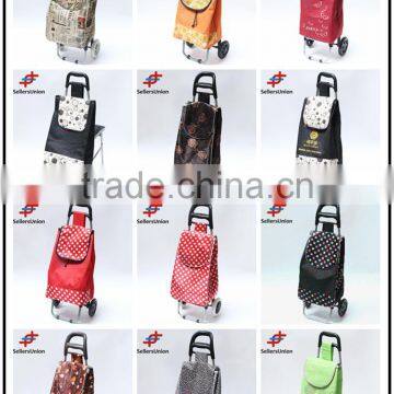 No.1 yiwu exporting commission agent wanted High Quality Household Orange Fodable Shopping Trolley with Bag