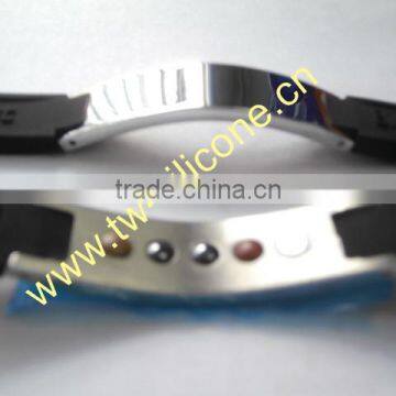 Hot Sale Sports Magnetic Silicone Bracelet With Metal photo-3