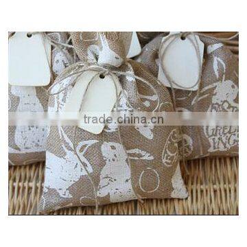 Funny Rabbit Printed Logo Gift Bags,Burlap Drawstring Easter Gift Bags