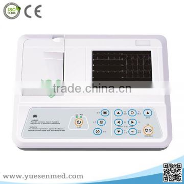 LCD display USB Printer New Digital Portable 3 Channel ECG Machine