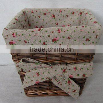 promotional square willow lundary basket with lining