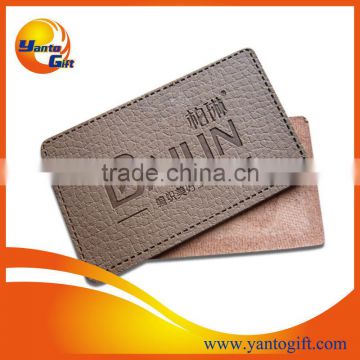 Custom logo embossed brown leather label for clothing