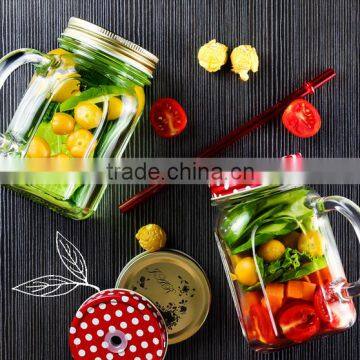 Haonai wholesale food pickle storage glass jar with handle and lid