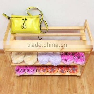 Long Wooden Shoe Retail Store Display Stand Rack Unit