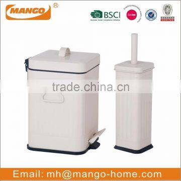 Colorful Metal Toilet Brush and Foot Pedal Trash Can photo-2