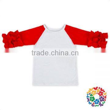 Wholesale Many Colors Boys And Girls Red Ruffle Sleeve Raglan Shirts