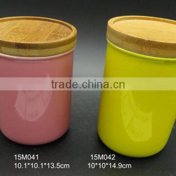 Heat Resistant White Ceramic Jar With Bamboo Lids photo-6