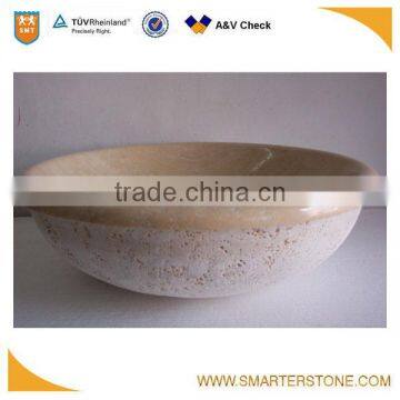 Beige travertine round stone bowl forwholesale