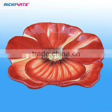 embossed flower shaped ceramic plate