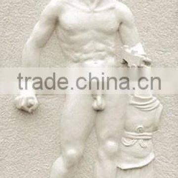 Nude man outdoor wall relief sculpture