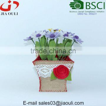 Fashion Design Valentines' Day Decorations Non-woven With Jute Cover Planter Pot photo-2