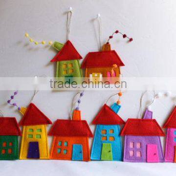 House Ornaments Decoration Set of Eight Felt House for Wall Hanging photo-3
