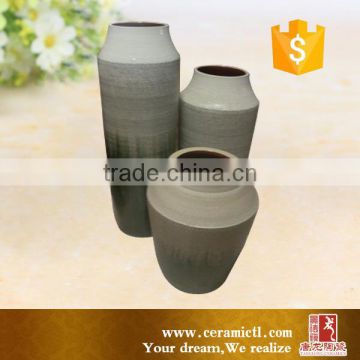 Silver color glazed and handmade ceramic flower vases from Jingdezhen