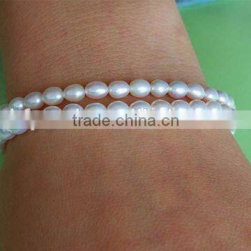 2 Rows 4-5mm Rice Shape Freshwater Pearl Bracelet photo-5