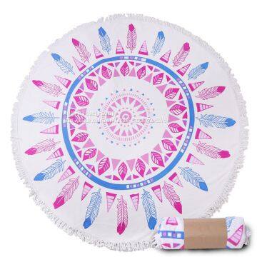 1500mm extra large round beach towels with tassels/custom printed pattern round beach towles