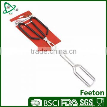 Mental chrome plated grill food service tongs with PVC coating handle