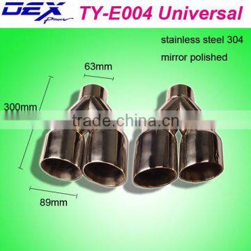 high quality auto part stainless steel 304 universal double exhaust tip