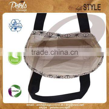 Canvas Beach Tote Bag With Overall Print With Pocket Suitable for Beach Female photo-6