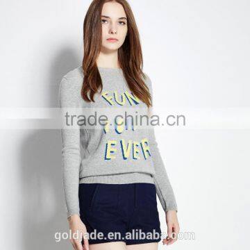 Latest Design Ladies Sweater Printing Woman Knitted Sweater photo-2
