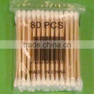 WOODEN STICK COTTON SWABS 100% NATURAL COTTON DOUBLE HEAD FOR MAKEUP AND DAILY USE