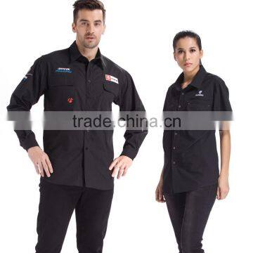 Wholesale mens black short sleeve cotton new model shirt with embroidery logo