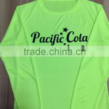 Printed soft long sleeve dry fit tshirts in neon yellow color