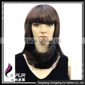 CX-E-10G Knitted Women Head Scarf Mink Fur Stretch Elastic Headband photo-3